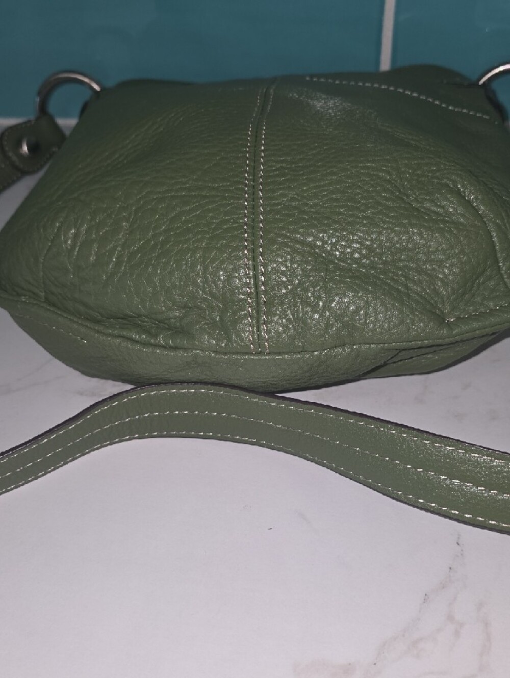b. makowsky Olive Green Leather Crossbody with Silver Hardware - Picture 8 of 13